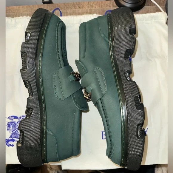 Burberry Wire Creeper Leather Vine Green Derby Shoes 